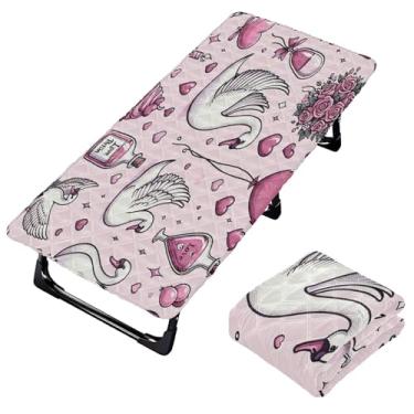 Imagem de Burbuja Lençol de berço de bolo de cisne para crianças, lençol de cochilo acolchoado portátil com faixa elástica para meninas e meninos, lavável na máquina, 63,5 x 127 cm