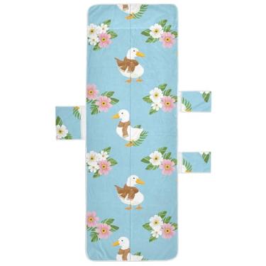 Imagem de Burbuja Patos usando cachecóis toalha de cadeira de praia com bolsos, capa de cadeira macia e absorvente toalha de piscina de microfibra de secagem rápida para praia banho de sol jardim hotel, 76 x