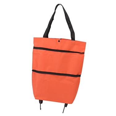 Imagem de GLOGLOW Carrinho de Compras, Pano Oxford Dobrável para Camping e Suprimentos de Armazenamento para Uso Externo (Laranja)