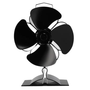 Imagem de Ventilador de Fogão a Lenha Alimentado por Calor, Liga de Alumínio Anodizado, Ventilador de Lareira Silencioso e Eficiente de 4 Lâminas Com Termômetro Magnético