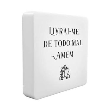 Imagem de Luminária Box Slim Livrai-me do Mal USB – Luz Difusa, Decorativa, Bivolt, LED 5W, 20x18cm
