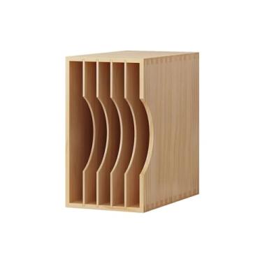 Imagem de Suporte para armazenamento de CDs Mesa de madeira para guardar discos vinil, estilo minimalista, ideal para exibir seus álbuns favoritos
