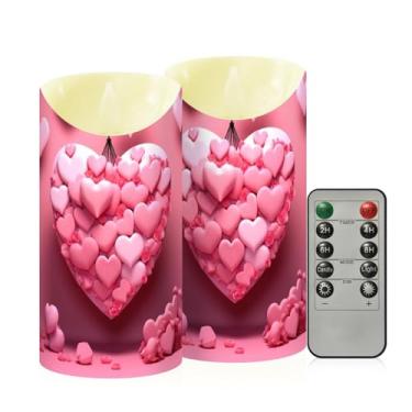 Imagem de Wassud Pacote com 2 velas românticas sem chama com controle remoto, velas realistas cintilantes com temporizador, velas decorativas para Natal, casamento, festa, decoração de casa média