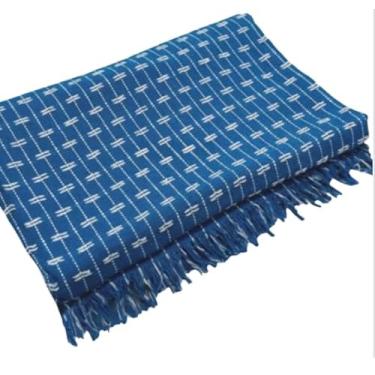 Imagem de Manta Para Sofá Grande Bordada Tijolinho 2,40 x 1,80 Luxuosa Tipo Capa Protetora- Revestimento Luxuoso para Decoração de Sala (Azul Claro)