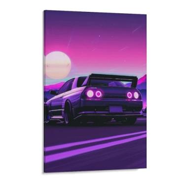 Imagem de HouLaiZhe Drift R34 Jdm carro esportes roxo sol pôsteres lona estética decoração de sala de parede impressões galeria sala decoração de parede para quarto sala de estar escritório 11 x 17 polegadas