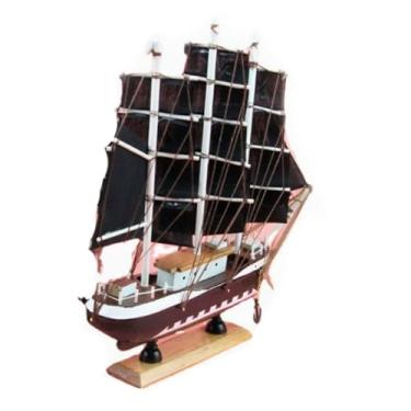 Imagem de Pirates of the Caribbean Black Pearl navio de artesanato madeira maciça barco vela manual modelo ornamentos plain sailin