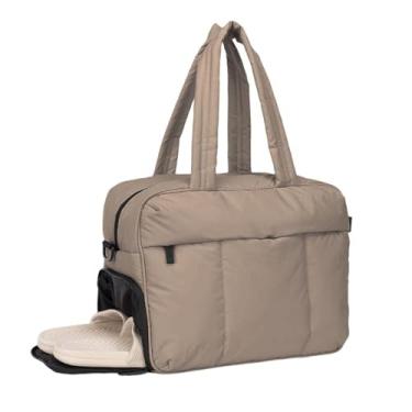 Imagem de Bolsa de Viagem Duffel Bag Overnight Weekender para Mulheres Puffer Gym Tote Carry On com Compartimento Sapatos Nylon Quilted Leve Macio Confortável Grande Capacidade
