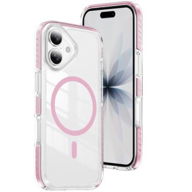 Imagem de COTDINFOR Capa transparente para iPhone 16 Pro Max, [compatível com MagSafe] [Proteção contra quedas de grau militar] Capa de telefone fina magnética à prova de choque TPU transparente para iPhone 16