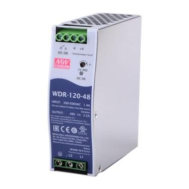 Imagem de Mean Well 120W Bancadas Industriais Din Rail Com SaíDa úNica Fonte De AlimentaçãO Para RáDio Amador Fonte De AlimentaçãO De Computador VariáVel 48V 2.5A (WDR-120-48 48V/2A/120W/Input Industrial)