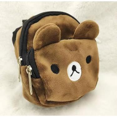 Imagem de Mochila Fofa para Cachorro com Peitoral, Design de Urso Marrom, Plush Macio, Bolsa de Transporte para Pets