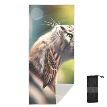 Imagem de Joitme Toalhas de banho cinzas para gatos da floresta para crianças, tamanho M, toalhas de microfibra para viagem, toalhas de natação para nadadores