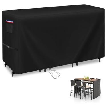 Imagem de Iptienda Capas de móveis de pátio para mesa e cadeiras de topo alto, à prova d'água, conjunto de 7 peças de móveis de terraço / conjuntos de móveis de varanda ao ar livre - 187 cm C x 97 cm P x 104 cm