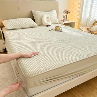 Imagem de Capa de colchão, lençóis de cama com elástico, capa protetora de colchão macio, sem rugas, não desbota, respirável, totalmente elástico, para quartos principais e de hóspedes - Tipo 03||150 x 200 cm
