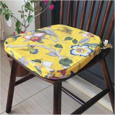 Imagem de Yadlan Almofadas para cadeira de sala de jantar, almofadas para cadeiras de cozinha antimanchas, com laços antiderrapantes, almofada de assento macia para banquinho, jardim E12 43 x 42 x 33 * 3 cm