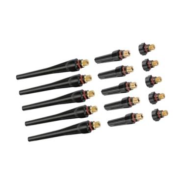 Imagem de Luqeeg Tampas Traseiras de Soldagem Tig de Longas, Médias, Curtas para WP-17/18/26 Pacote de 3 Unidades para Soldadores e Entusiastas de DIY Cobre e Plástico Preto (15pcs57Y02 57Y03 57Y04)