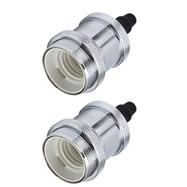 Imagem de aqxreight 2 Peças Soquete de Lâmpada Vintage retrô Suporte de Lâmpada de Alumínio Acessórios Faça você Mesmo para Vintage E26/27Bronze Amarelo Sem Operação Máxima para Durabilidade Lata de Alumínio