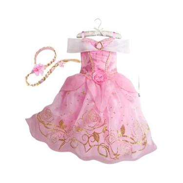 Imagem de Vestido De Princesa Rosa Aurora Em Tule Para Meninas, Cosplay Da Bela 