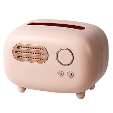 Imagem de TRGCJGH Caixa de lenços, dispensador de lenços, formato de rádio, dispensador de toalha de papel, suporte de lenços, caixa de guardanapo para carro, casa, banheiro, rosa
