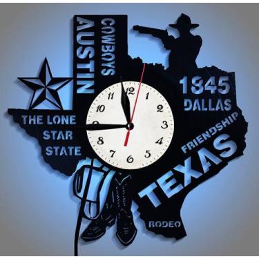 Imagem de Relógio de parede Texas LED Vinyl Record Anime Black 30cm - yiweisai