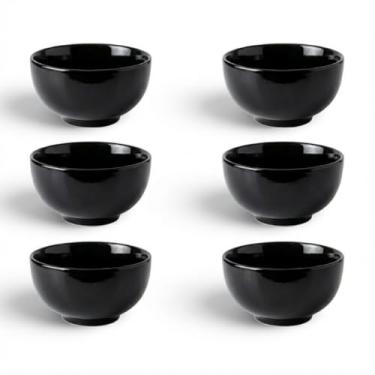 Imagem de Kit Cumbuca Tigela Porcelana Colorida Preta 440ml Caldos & Sopas Petiscos | Para Caldos, Açaí, Sobremesas, Organização e Cozinha Prática