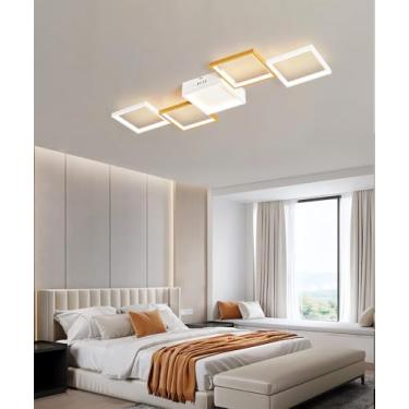 Imagem de Luminária de teto LED regulável, moderna luminária de teto quadrada com controle remoto, luminárias de teto de acrílico embutidas para sala de estar, quarto, cozinha, sala de jantar e escrit