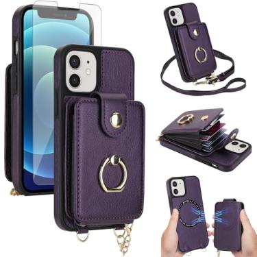 Imagem de Capa de telefone para iPhone 12 Pro Max capa carteira e protetor de tela anel suporte compatível com bloqueio de RFID MagSafe iPhone12promax 5G i 12s Plus iPhone12 12pro Promax para mulheres homens