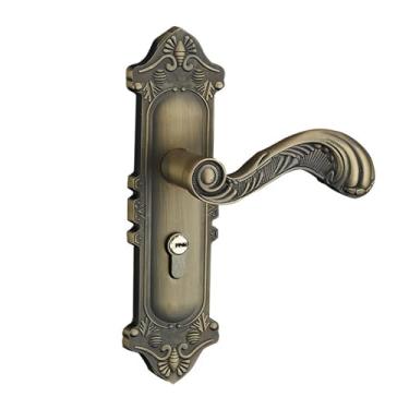 Imagem de PXNQMTJM Fechadura de porta europeia maçaneta de madeira interna fechadura de porta de quarto fechadura de rolamento de ferragens fechadura antiga