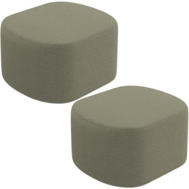 Imagem de Kit 2 Puffs Decorativos Orgânico Para Living Quarto 70cm Doha W01 Bouc