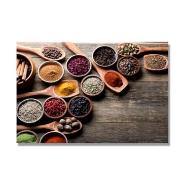 Imagem de NHLDZYH Tela decorativa cozinha, arte vintage especiarias coloridas, arte de parede quadros para sala de estar quarto cozinha. C68. 50 x 75 cm. Apenas tela