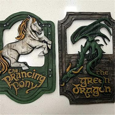 Imagem de DFYOP Conjunto de Placas de Pub do Senhor Dos Anéis, O Pônei Empinado e O Dragão Verde, Placas de Bar Engraçadas, Placa de Parede Decorativa para Casa de Bar de Pub e Placas para Placa de Suspensão Da
