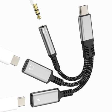 Imagem de Adaptador USB C para áudio de 3,5 mm (3 em 1) auxiliar de fone de ouvido para iPhone 17 16 15 Pro Max Jack Splitter cabo tipo C para carregador Apple Dongle Cord carregamento duplo para iPad DAC