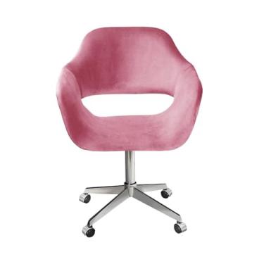 Imagem de Poltrona Decorativa Zara Pé Giratório de Metal Sala Recepção Rosa