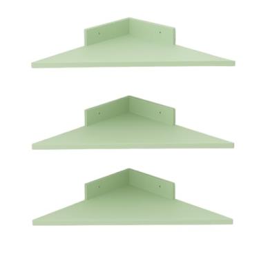 Imagem de Trio de prateleiras canto prataleiras cantoneira em mdf 35 cm X 35 cm para Quartos, Cozinhas e Salas, Maximiza Espaço de Armazenamento, Adaptada ao Estilo Brasileiro(Verde)