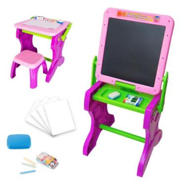 Imagem de Mesa de Desenho Infantil 2 em 1 Lousa Multifuncional Educativa Com Ban