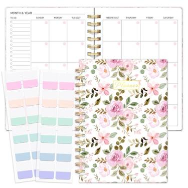 Imagem de Agenda semanal e mensal sem data – Organizador de caderno de 12 meses para fazer com rastreador de objetivos e hábitos, calendário mensal, diário de produtividade em espiral, ideal para trabalho