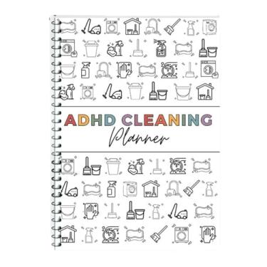 Imagem de Pacote com 1 agenda de limpeza e organizador de lista de verificação doméstica – Caderno de gráfico de tarefas diárias/semanais/mensais/anuais, modelo editável para tarefas domésticas/familiares e