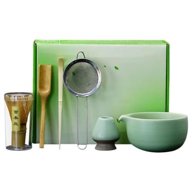 Imagem de Kit De Batedor Para Chá Em Pó, Batedor De Chá Com Tigela E Dosador, Utensílio Para Bebidas Com Colher Dosadora E Base Cerâmica Para Estúdio Casa E Iniciantes