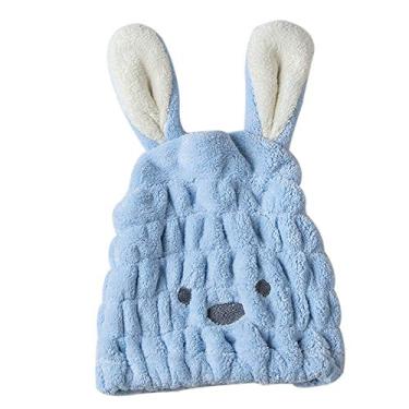 Imagem de Toalha de Cabelo Fleece Coral com Orelhas Coelho Banho Secadora Macia Confortável Leve Lavável à Máquina Reutilizável para Casa Viagem Escritório