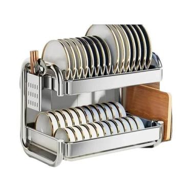 Imagem de Escorredor De Louça De Aço Inoxidável De Grande Capacidade, Suporte Mu