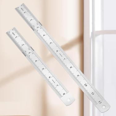 Imagem de Conjunto de réguas de aço de tamanho misto de 2 peças (1 × 30 cm + 3 × 20.3 cm), ferramentas de medição de metal duráveis para bricolage, marcenaria e escritório
