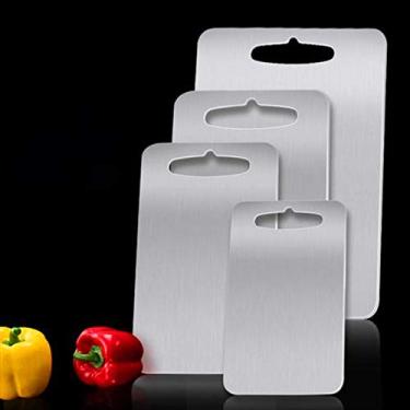 Imagem de Tabua de Corte Aço Inoxidável 304 Food Grade Cozinha Residencial Multiuso Butcher Block Prato Serviço Forno Fácil Limpar