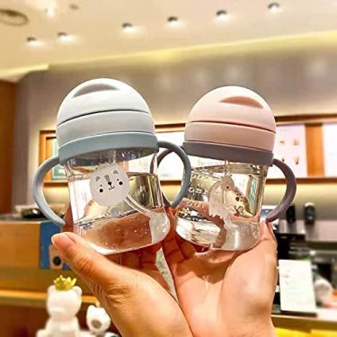 Imagem de aqxreight Copo Com Canudinho de Palha Ponderada de 250ml à Prova de Padrão Animal Copo Flip Com Alça Infantil para Azul, Não Importa o Ca Com Canudinho de Palha PonderadaCopo Com de PalhaCopo Infantil