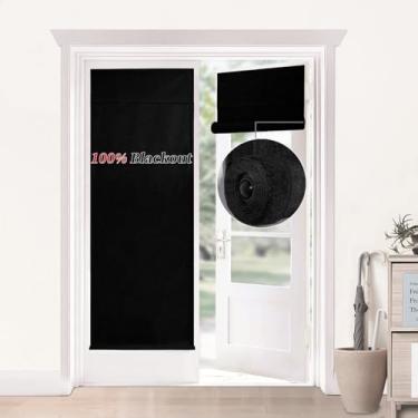 Imagem de Betteloom 100% bloco de luzes, bloqueador de UV, calor, persiana enrolável fabirc, fácil instalação, oferece privacidade e escuridão para janelas e portas de vidro. (preto, 61 cm L x 178 cm C (pacote