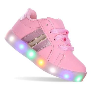 Imagem de Tenis Led Luz pisca Feminino infantil menina rosa ou branco - PC, 22, 