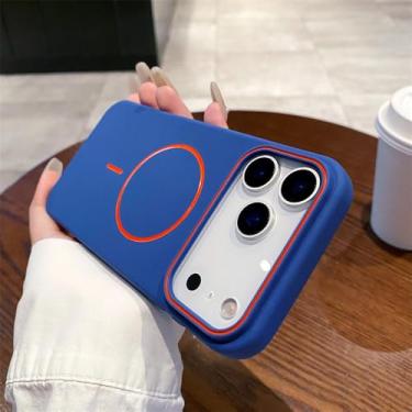 Imagem de Capa magnética para iPhone 17 Air 16e 16 15 14 13 12 11 Pro Max, fosca, lisa, resistente a impactos, em TPU macio, azul safira, compatível com iPhone 12 Pro Max.