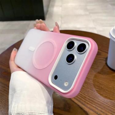 Imagem de IRTGFG Capa fosca 2 em 1 com efeito degradê, magnética e resistente a impactos para iPhone 16e (Rosa)