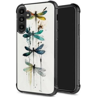 Imagem de JHYYTUJTYP Capa para Galaxy S25 FE, textura de pneu antiderrapante, capa protetora de TPU macio à prova de choque e antiarranhões para Samsung Galaxy S25 FE 6,7 polegadas 2025, libélula em aquarela