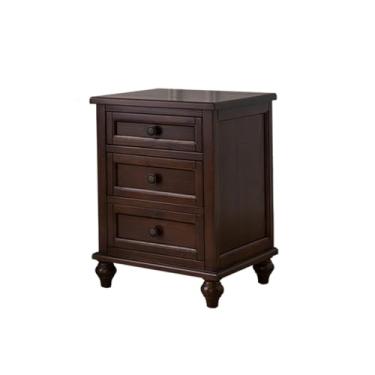 Imagem de Mesa de cabeceira moderna preta/branca, armário de arquivo com três gavetas, armário de armazenamento de madeira maciça para sala de estar, quarto, estudo, livros, lâmpadas, etc. Prático (marrom)