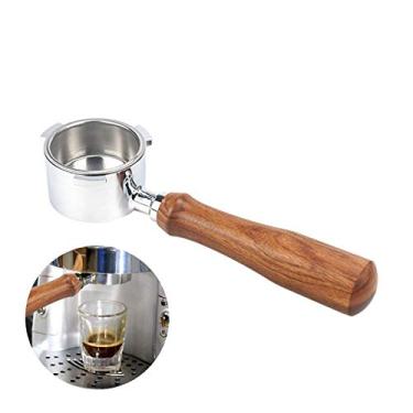 Imagem de Filtro sem fundo de café aço inoxidável com cesto cabo madeira substituição para máquina Delonghi EC680 EC685 ferramenta reutilizável extração acessórios equipamento profissional