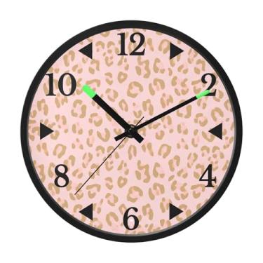 Imagem de STAYTOP Lindo relógio de parede com estampa de leopardo animal para quarto com brilho noturno, relógios de parede silenciosos de 30 cm para decoração de sala de estar, controle de som, relógio de